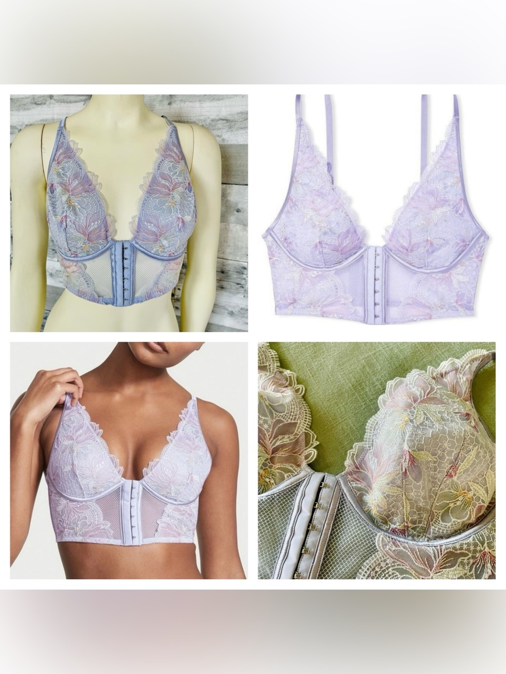 NWT- Victoria's Secret Lavender Floral Lace Longline Corset Floral Bralette